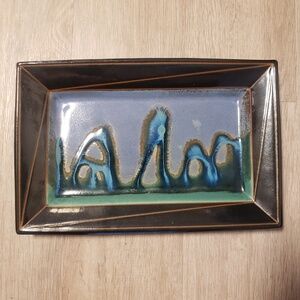 VINTAGE Suki Diamond Abstract Art Ceramic Serving Platter Signed Mint Condition